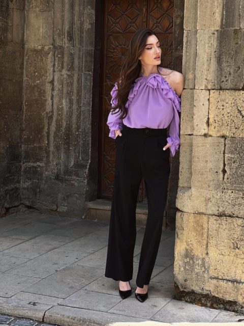 Astarlı şifon bluz