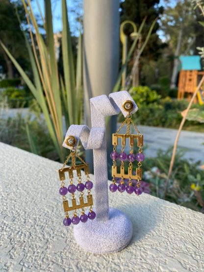 Earrings with amethyst