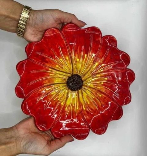 "Qırmızı gül"adlı karamik sunumluq boşqab