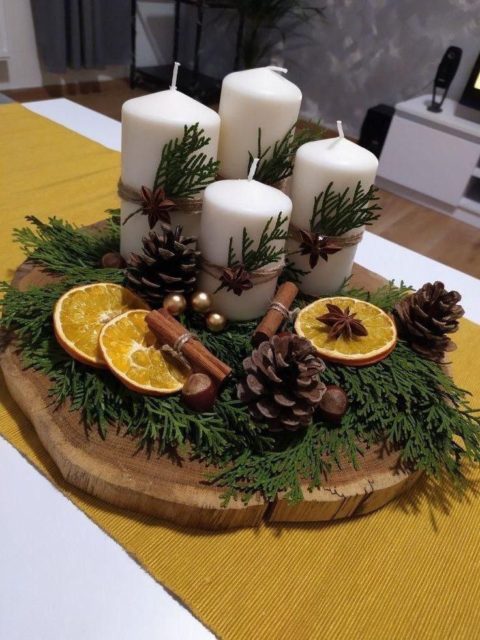 New Year decor candle