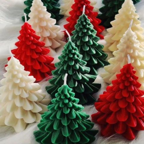 Colored Christmas tree candles