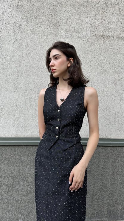 Black denim vest