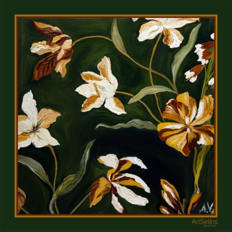 Çiçək naxışlı yaylıq (110x110 sm)