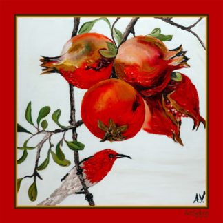 Nar və quş naxışlı yaylıq (110x110 sm)