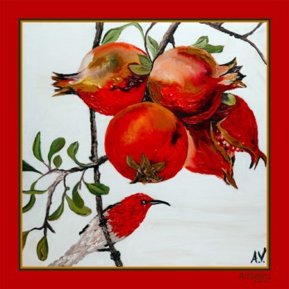 Nar və quş naxışlı yaylıq (73x73 sm)