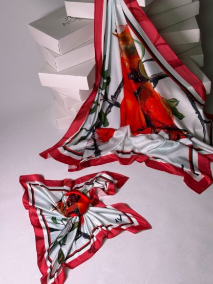 Nar və quş naxışlı yaylıq (73x73 sm) - Image 4