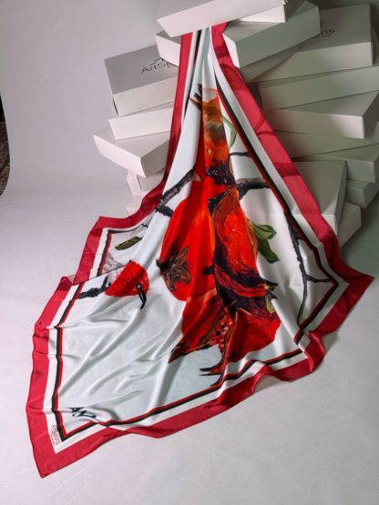Nar və quş naxışlı yaylıq (73x73 sm) - Image 2