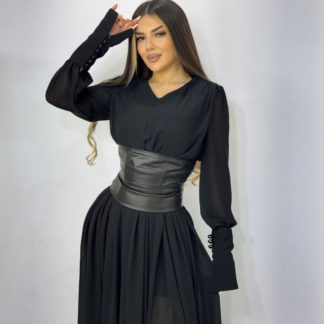 Qara krep şifon don