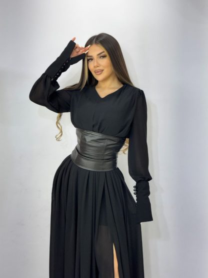Qara krep şifon don