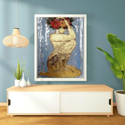 “Blossoming Woman” Textured Painting for Interior