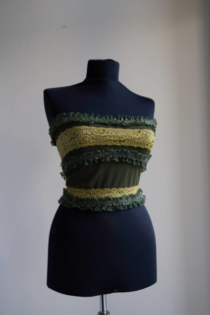 Handmade embroidered lace top