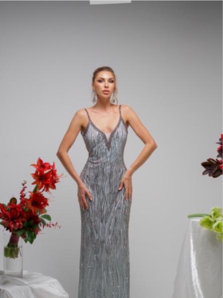 Light blue evening maxi dress