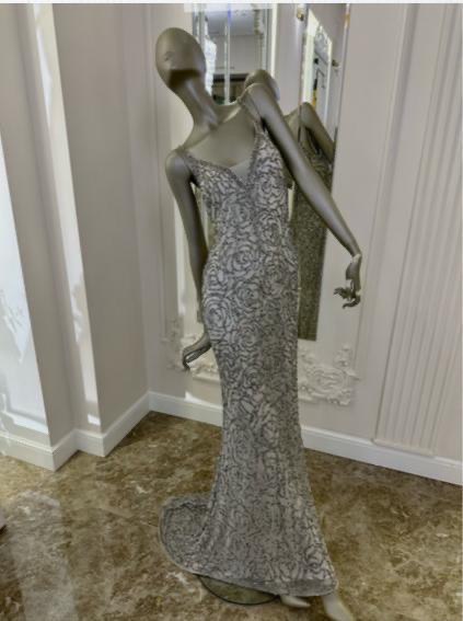Light grey evening maxi dress