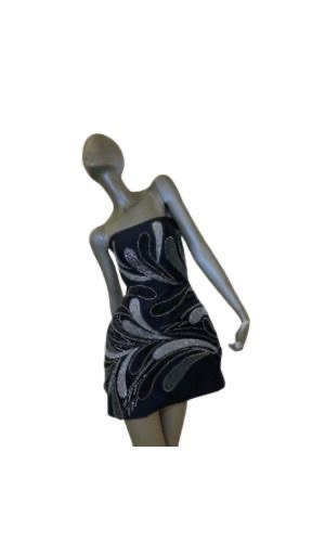 Black evening mini dress