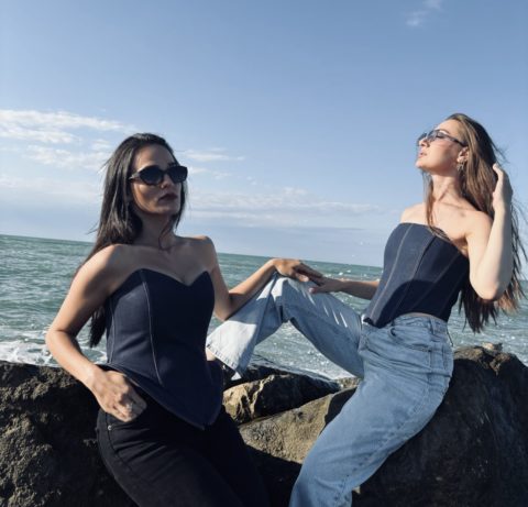 Denim mateialli korset