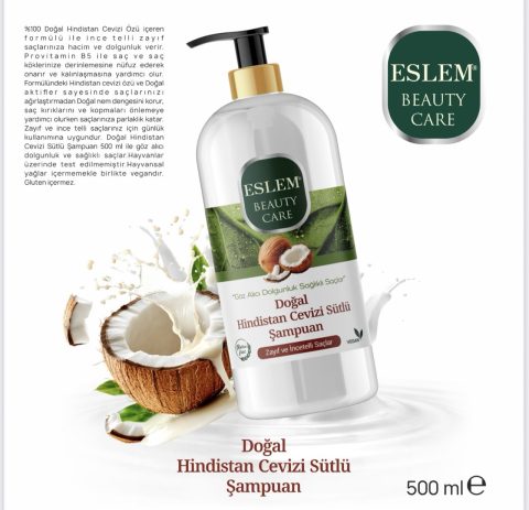ESLEM ŞAMPUAN DOĞAL HİNDİSTAN CEVİZİ SÜTLÜ 500ML