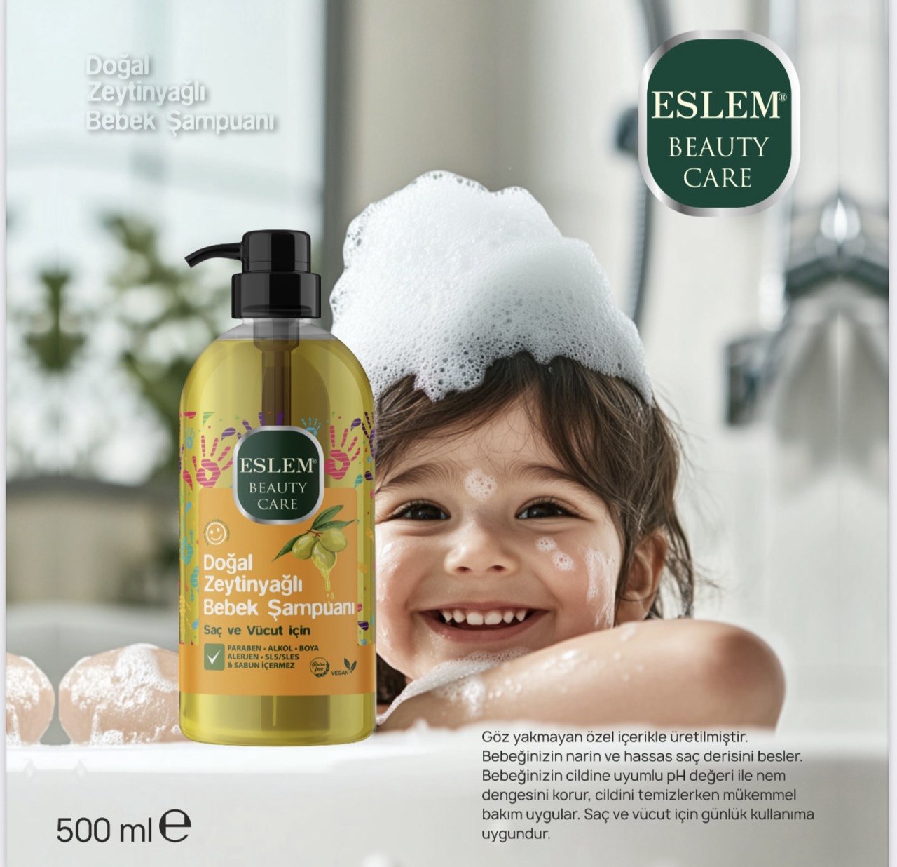 ESLEM BEBEK ŞAMPUANI DOĞAL ZEYTİNYAĞLI 500ML