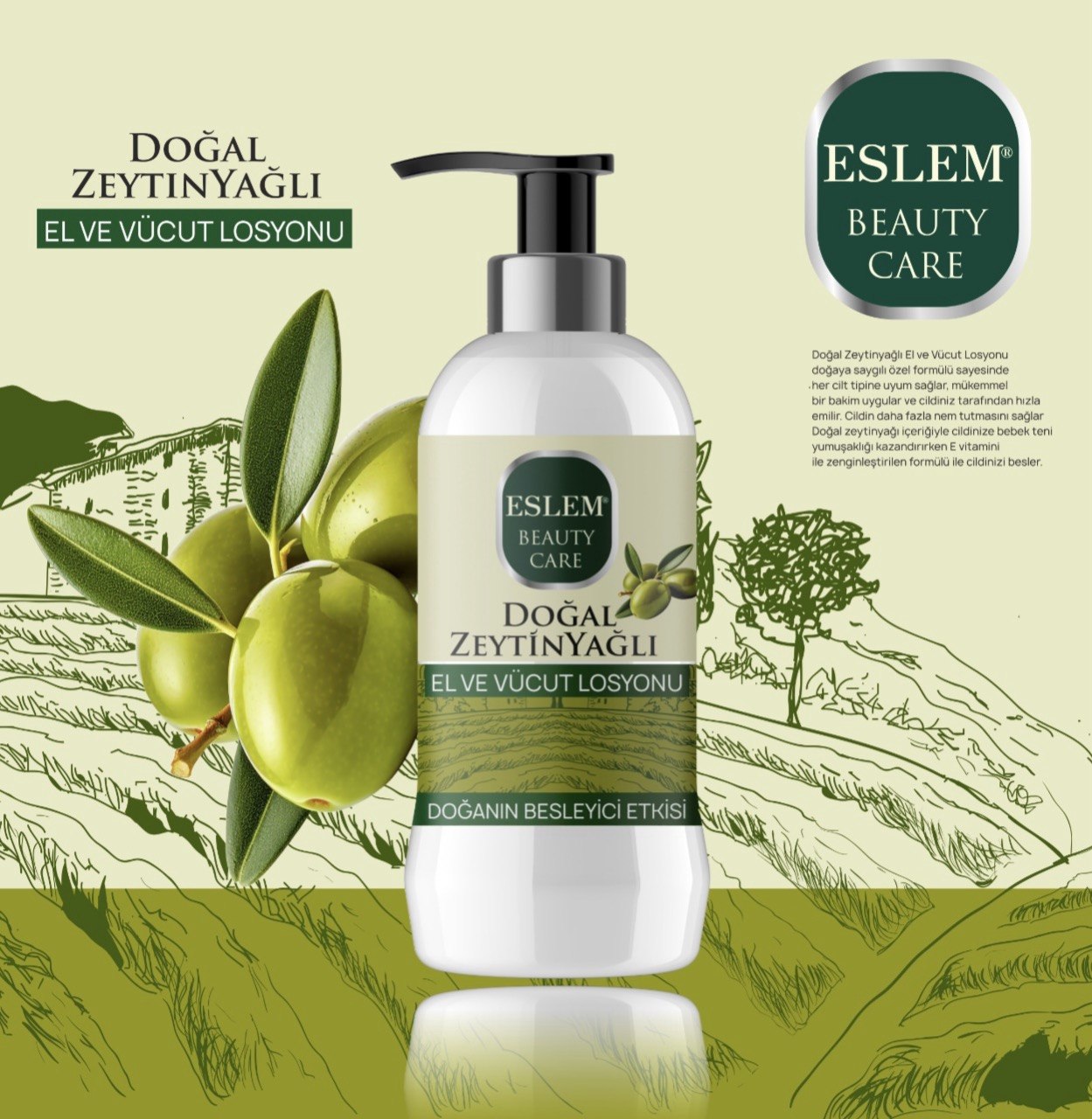 ESLEM EL VE VUCÜT LOSYONU ZEYTİN YAĞLI 250Ml