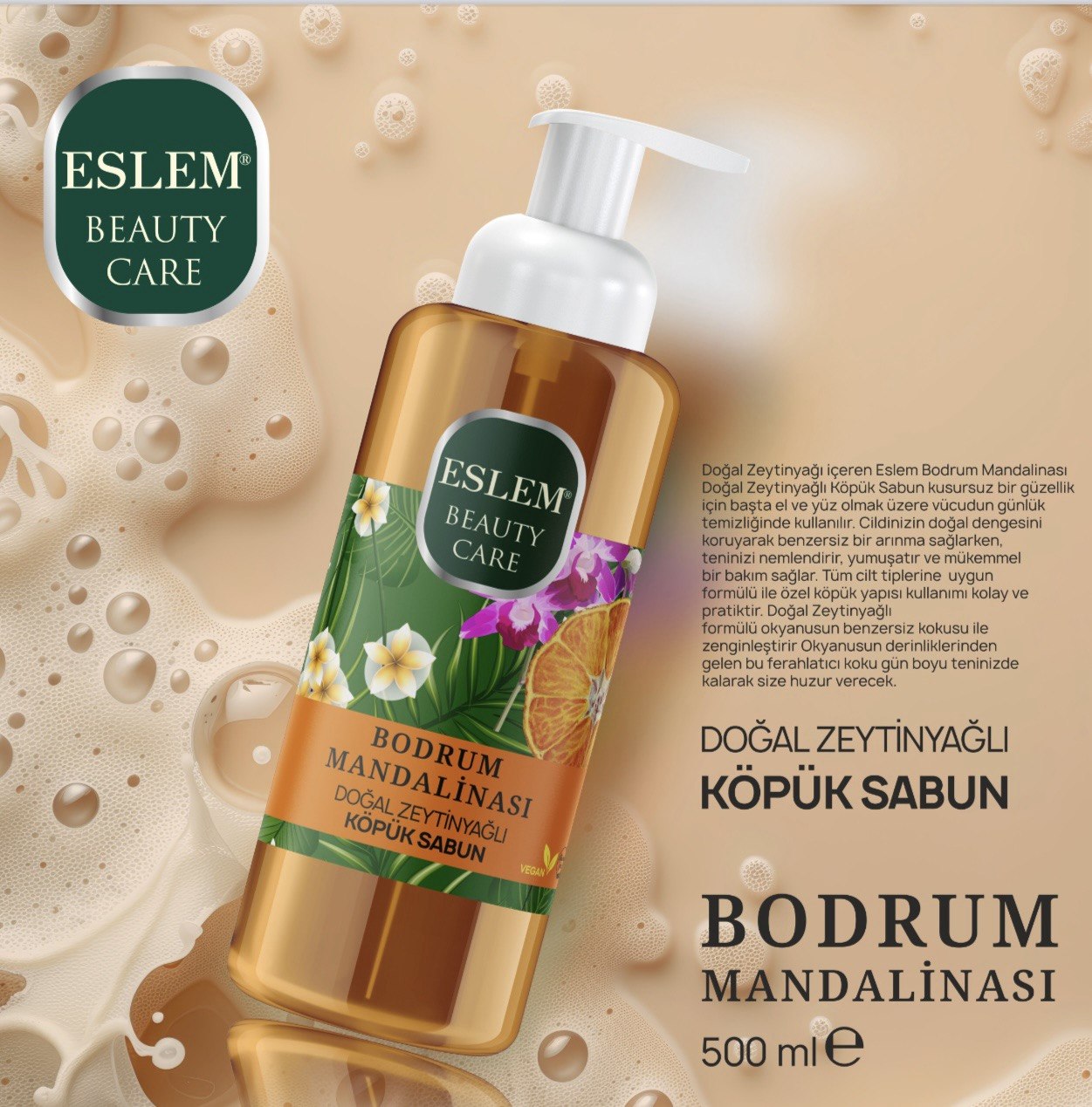 ESLEM KÖPÜK SABUN BODRUM MANDALİNASI 500ML