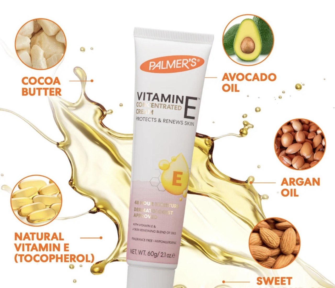 Natural Vitamin E Concentrated Cream 2.1 oz. (60g)